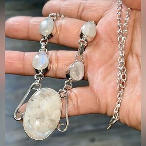 Rainbow Moonstone Pendant Necklace 15” - 17”